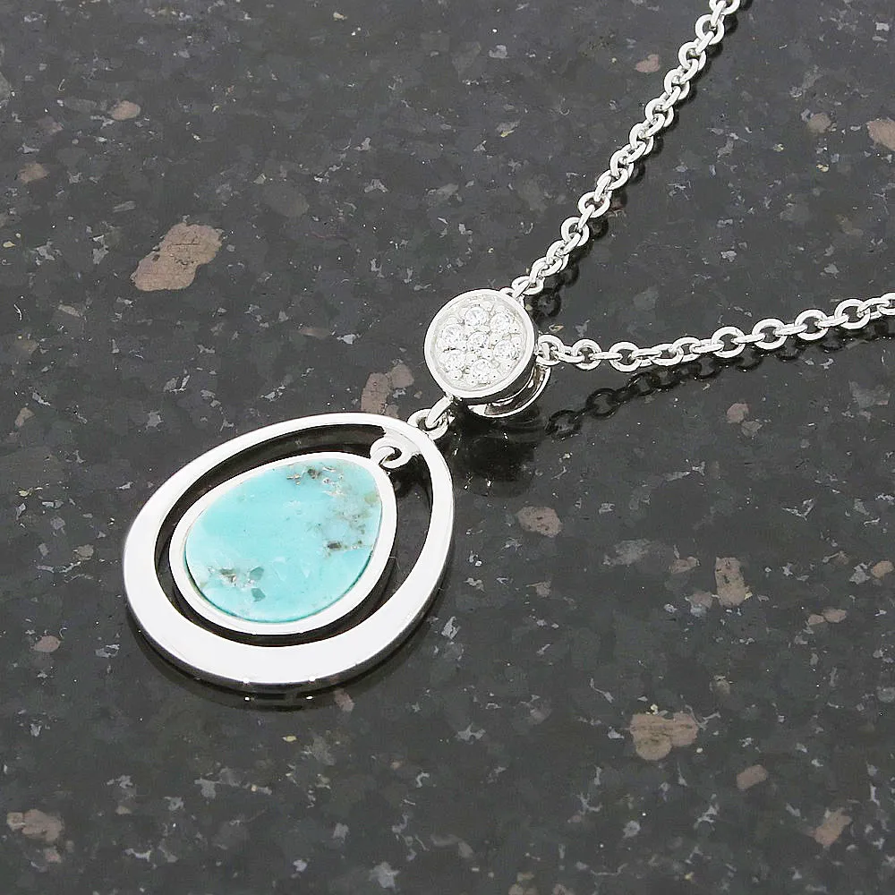 Unique & Co Silver Turquoise Pendant and Chain MK-881