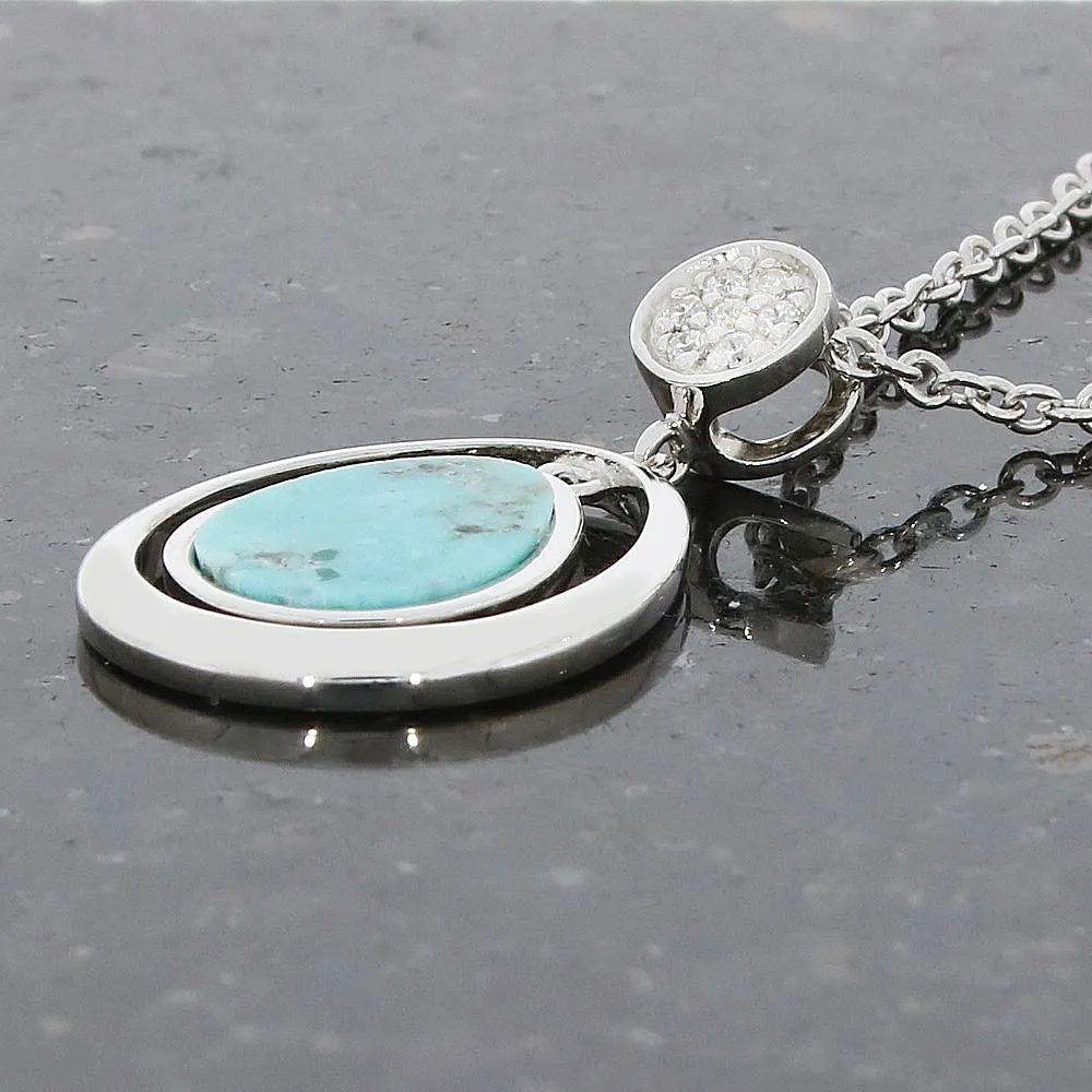 Unique & Co Silver Turquoise Pendant and Chain MK-881