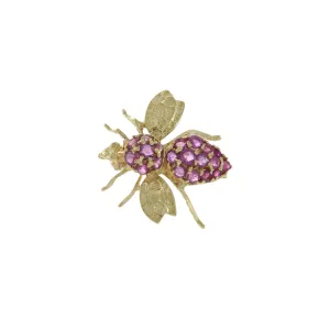 Vintage Retro Era 18KT Yellow Gold Ruby Lapel Fly Pin