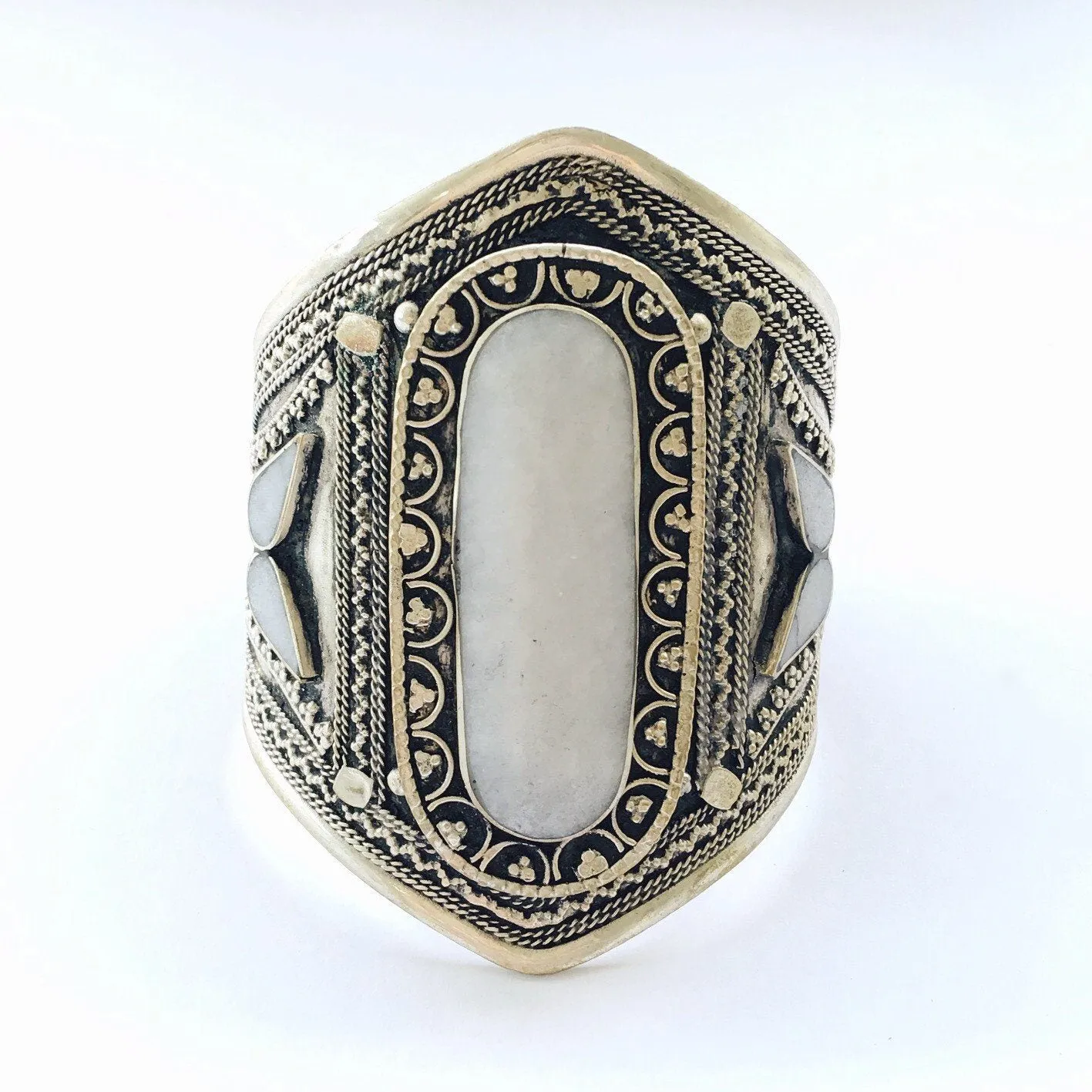 White howlite tribal boho cuff