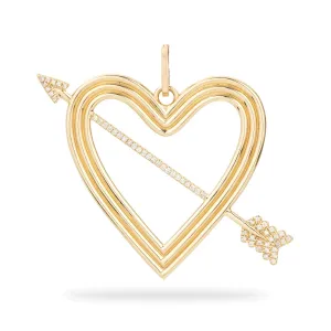 XL Pavé Heart   Arrow Hinged Charm