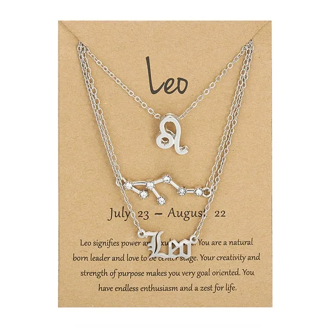 Zodiac Sign Necklace With Cardboard Card