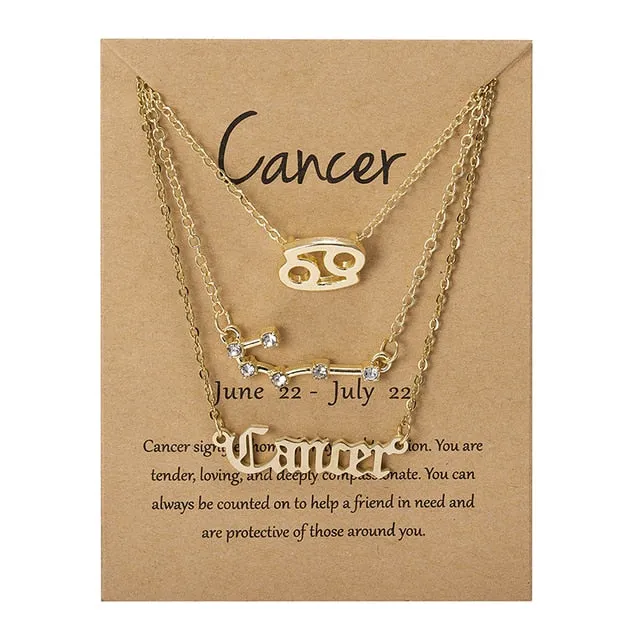 Zodiac Sign Necklace With Cardboard Card